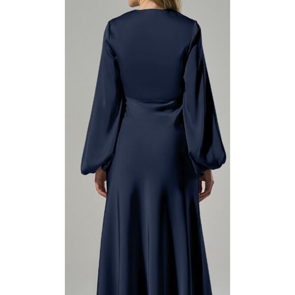 AW BRIDAL 14 1X plus dark navy blue Hyacinth bridesmaid maxi dress new b25 - Picture 2 of 9
